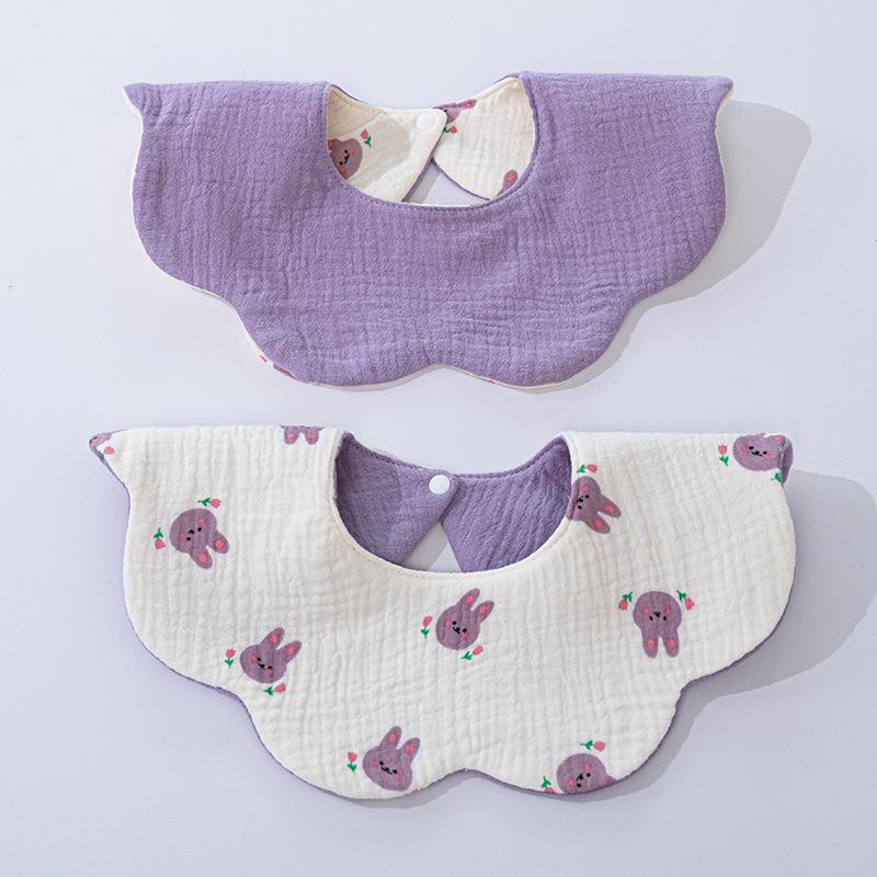 Doppelseitiges wasserdichtes Baumwoll-Baby-Lätzchen - 360° drehbar, atmungsaktives Mull-Spucktuch von Joom DACH