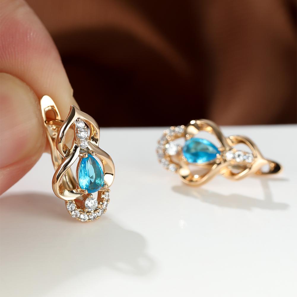 Doppelte Herz-Creolen für Frauen, mehrfarbige Zirkonia, Wassertropfen-Stein-Ohrringe in Roségold, Hochzeits-Ohrringe, Schmuck aqua blau von Joom DACH