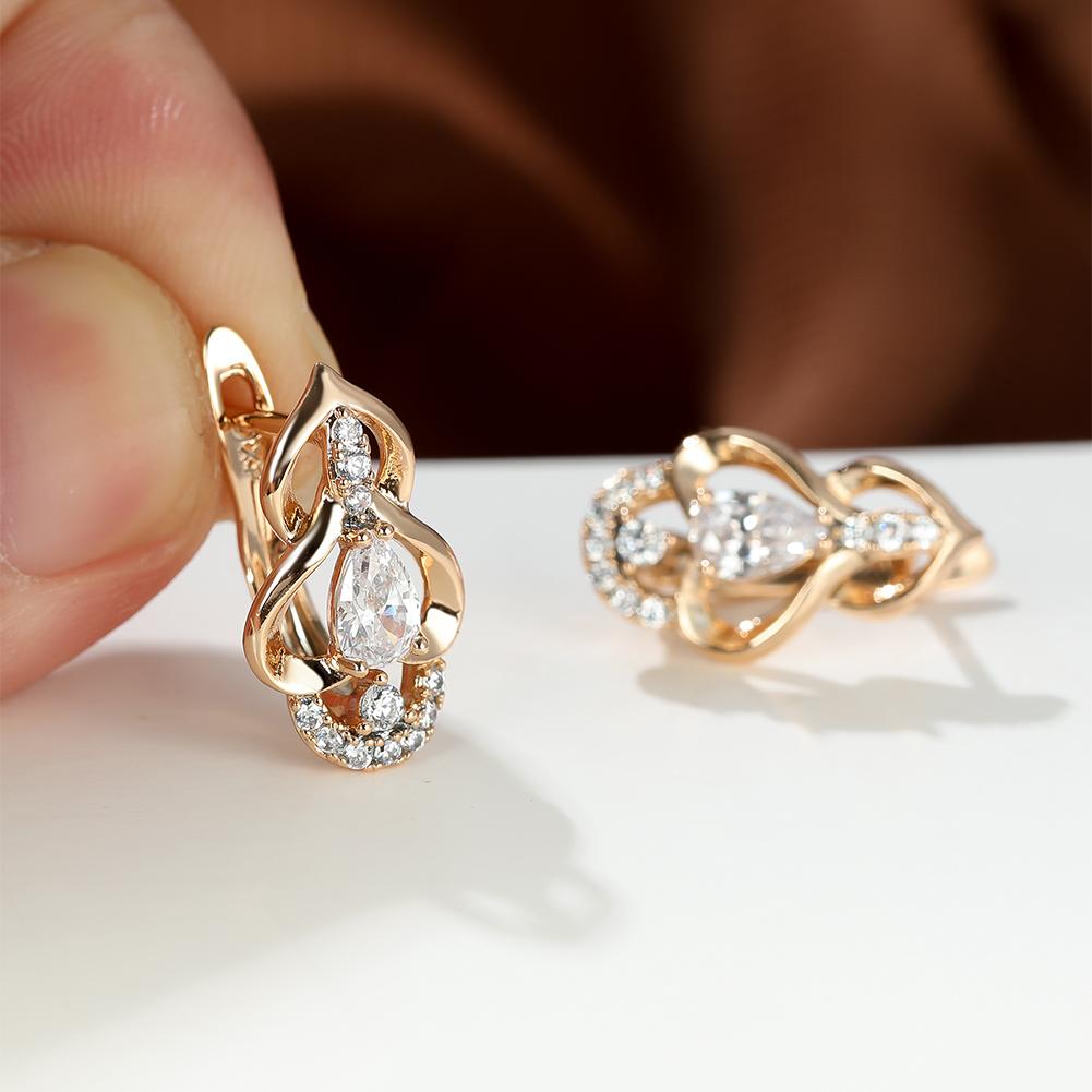 Doppelte Herz-Creolen für Frauen, mehrfarbige Zirkonia, Wassertropfen-Stein-Ohrringe in Roségold, Hochzeits-Ohrringe, Schmuck weiß von Joom DACH