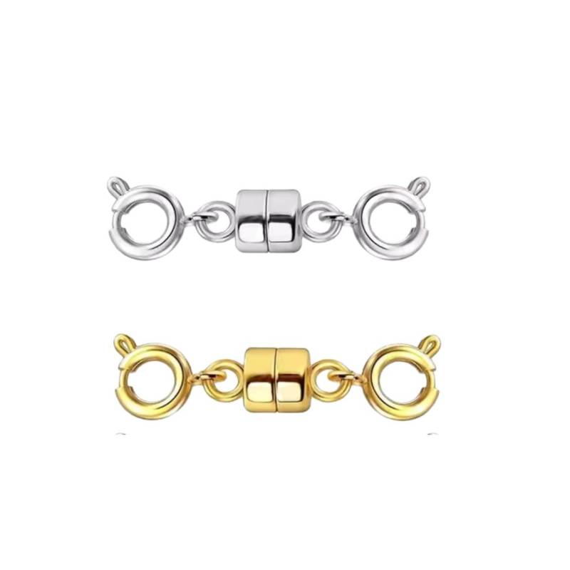 Doppelte magnetische Halskettenverschlüsse, vergoldet und versilbert, Schmuckverschlüsse, Konverter, Halskettenverlängerungen für Halsketten, Schmuckherstellungszubehör 2 pairs silber/gold von Joom DACH