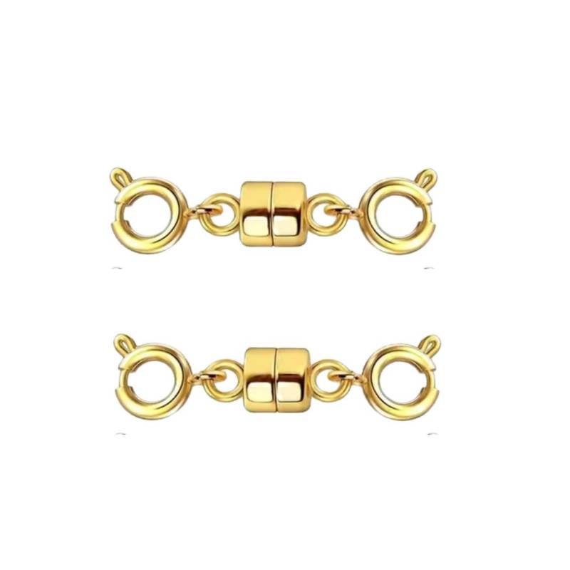 Doppelte magnetische Halskettenverschlüsse, vergoldet und versilbert, Schmuckverschlüsse, Konverter, Halskettenverlängerungen für Halsketten, Schmuckherstellungszubehör 2 pairs gold von Joom DACH