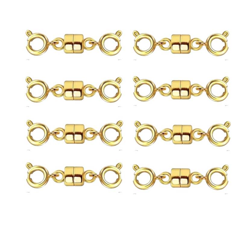 Doppelte magnetische Halskettenverschlüsse, vergoldet und versilbert, Schmuckverschlüsse, Konverter, Halskettenverlängerungen für Halsketten, Schmuckherstellungszubehör 8pairs gold von Joom DACH