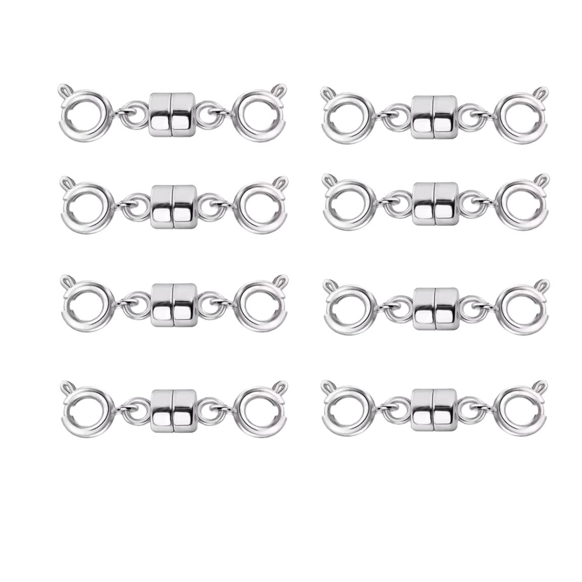 Doppelte magnetische Halskettenverschlüsse, vergoldet und versilbert, Schmuckverschlüsse, Konverter, Halskettenverlängerungen für Halsketten, Schmuckherstellungszubehör 8pairs silber von Joom DACH