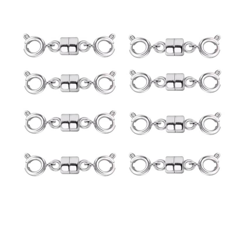Doppelte magnetische Halskettenverschlüsse, vergoldet und versilbert, Schmuckverschlüsse, Konverter, Halskettenverlängerungen für Halsketten, Schmuckherstellungszubehör 8pairs silber von Joom DACH