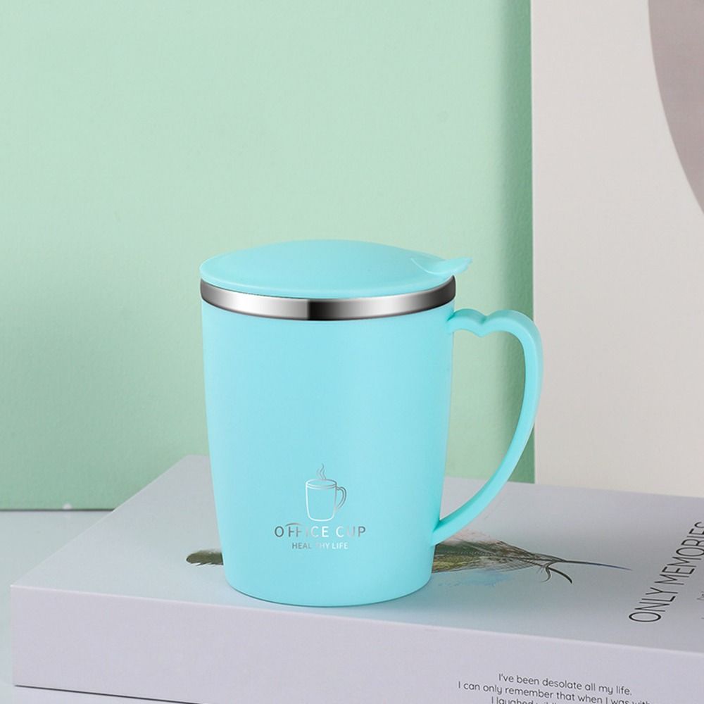 Doppelwandiger Kaffeebecher mit Griff und Deckel, Wasserflasche, tragbarer Reisebecher blau von Joom DACH
