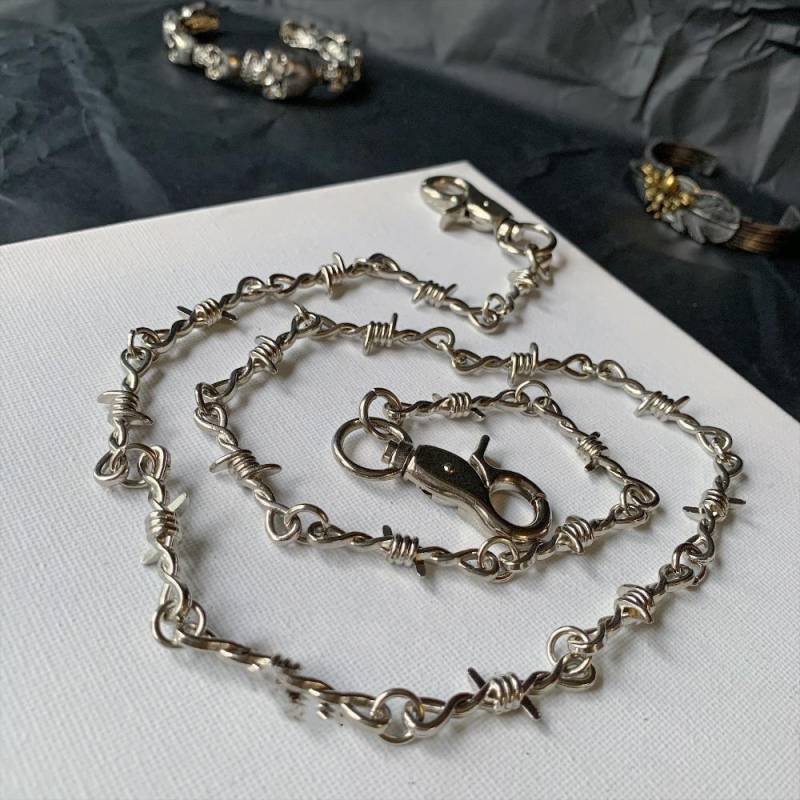 Dornen Draht Lange Taillenkette Hip Hop Punk Halskette Mode Hosenkette Damen Herren Jeans Accessoires waist chain von Joom DACH