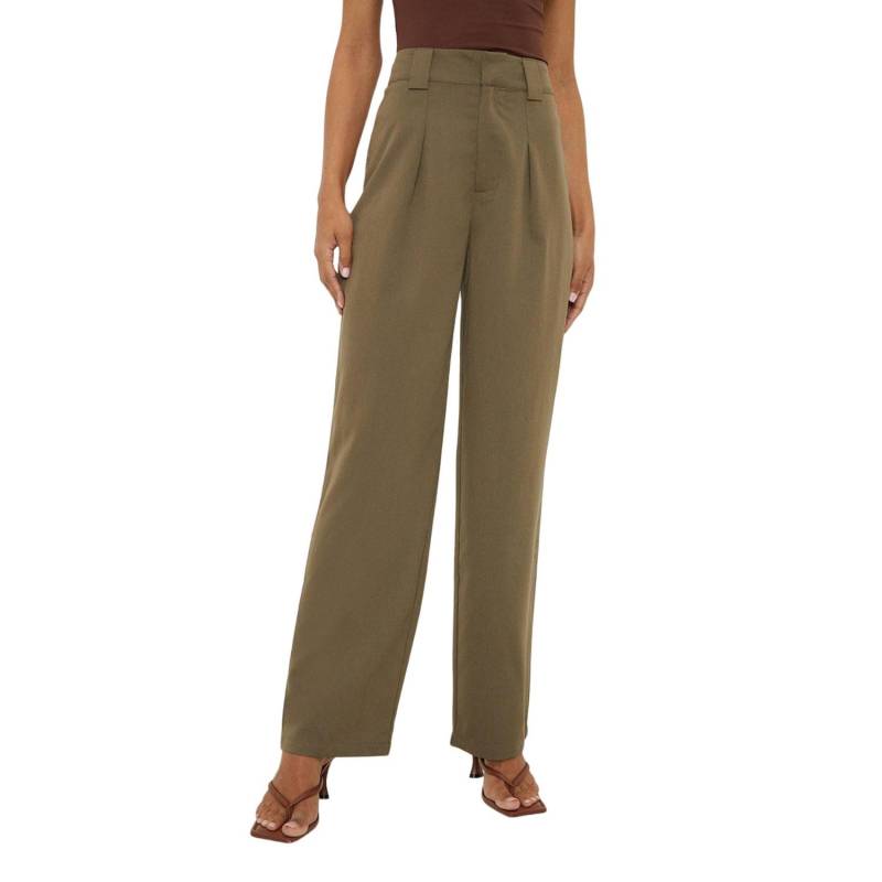 Dorothy Perkins Damen-Hose mit geradem Bein und Falten vorne 8 UK R khaki von Joom DACH