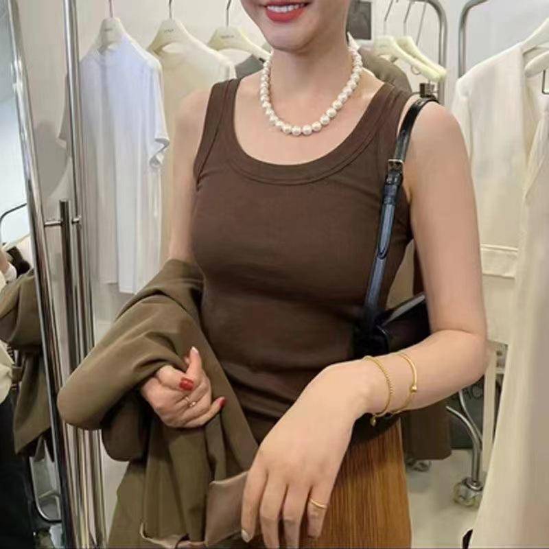 Douyins beliebtes Damen-Camisole-Unterhemd aus Baumwolle mit Faden: Schutz vor Ausstrahlung, seitliche Brustbedeckung, ärmelloses Oberteil, versandfertig. 3XL (recommended 140-155 jin) von Joom DACH