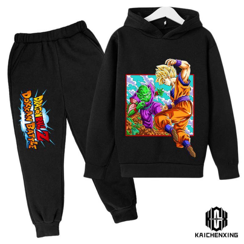 Dragon Ball Kinder Kapuzenpullover MantelHerbst Mädchen Langarm Warm Jungenanzug 4 bis 14 Jahre alt Jacke Jungenkleidung Pullover Top Hosen 140 von Joom DACH