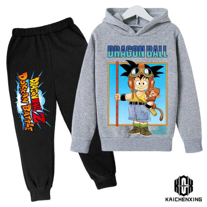 Dragon Ball Kinder Kapuzenpullover MantelHerbst Mädchen Langarm Warm Jungenanzug 4 bis 14 Jahre alt Jacke Jungenkleidung Pullover Top Hosen 140 von Joom DACH