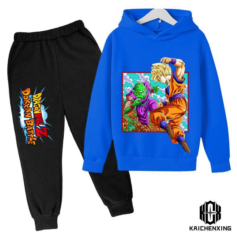 Dragon Ball Kinder Kapuzenpullover MantelHerbst Mädchen Langarm Warm Jungenanzug 4 bis 14 Jahre alt Jacke Jungenkleidung Pullover Top Hosen 150 von Joom DACH