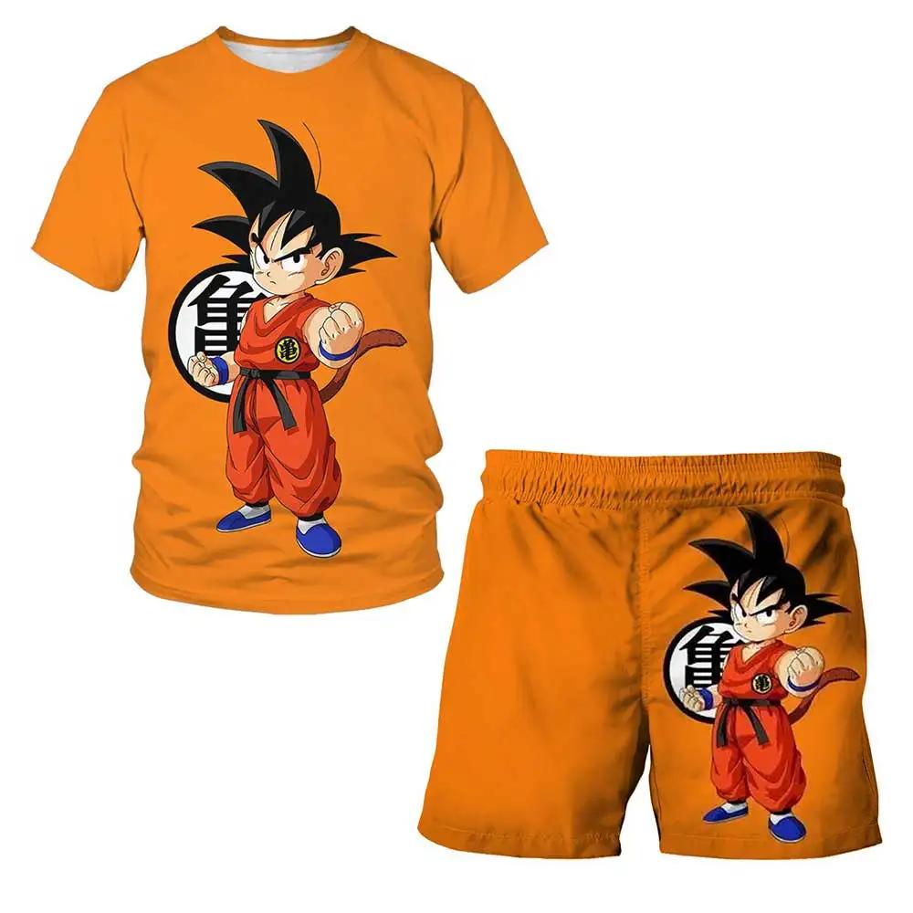 Dragon Ball T-Shirts Jungen Super Saiyan Goku T-Shirt Shorts 2 Stück Sets Kinder Jungen Anime T-Shirt Sommer Kinder Kleidung Sets 130 von Joom DACH