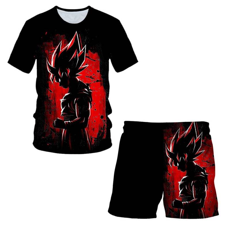 Dragon Ball T-Shirts Jungen Super Saiyan Goku T-Shirt Shorts 2 Stück Sets Kinder Jungen Anime T-Shirt Sommer Kinder Kleidung Sets 160 von Joom DACH