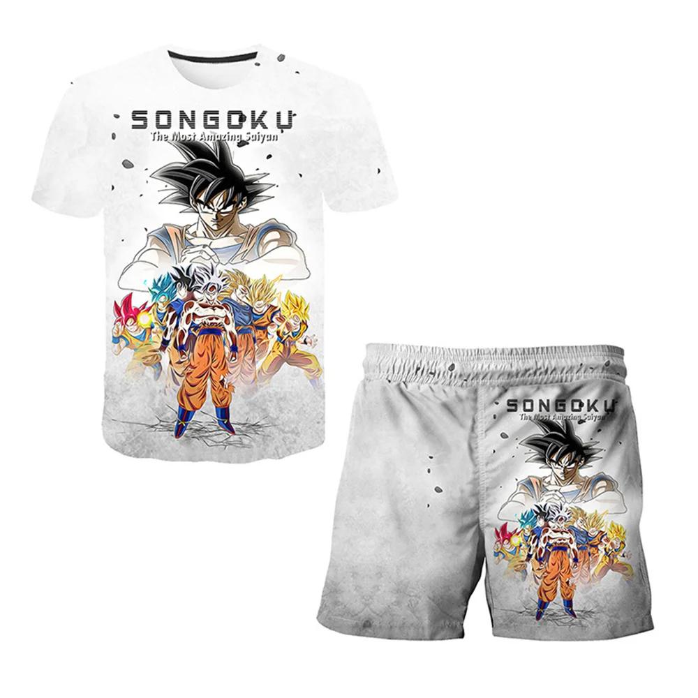 Dragon Ball T-Shirts Jungen Super Saiyan Goku T-Shirt Shorts 2 Stück Sets Kinder Jungen Anime T-Shirt Sommer Kinder Kleidung Sets 160 von Joom DACH