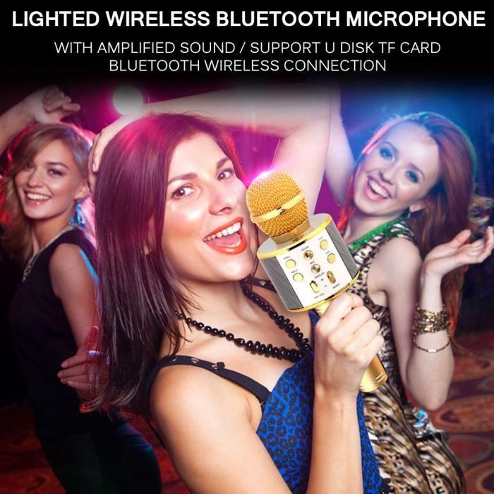 Drahtloses Karaoke-Mikrofon, Tragbares Bluetooth-Karaoke-Mikrofon mit LED-Disco-Licht zum Singen für Kinder/Erwachsene, Kompatibel mit A von Joom DACH