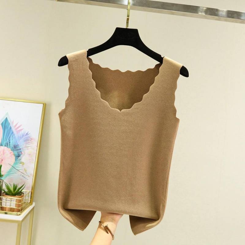 Dralon Nahtlose Thermo-Unterwäsche-Oberteile mit V-Ausschnitt für Herbst und Winter. Halten Sie wärmere Tank-Tops, Basic-Weste 2XL-Fit for 70-80kg khaki von Joom DACH