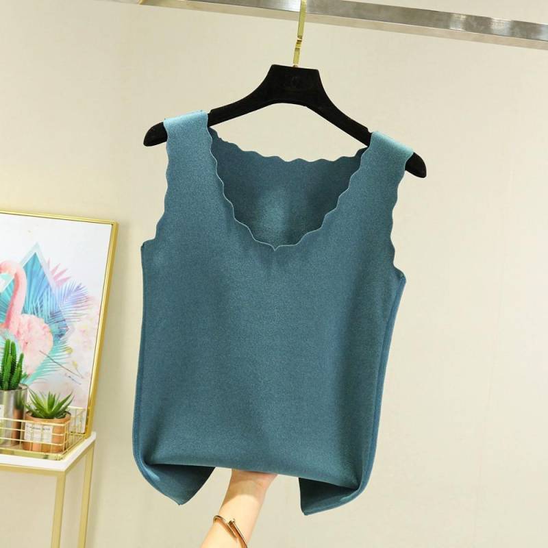 Dralon Nahtlose Thermo-Unterwäsche-Oberteile mit V-Ausschnitt für Herbst und Winter. Halten Sie wärmere Tank-Tops, Basic-Weste L-Fit for 45-60kg grün von Joom DACH