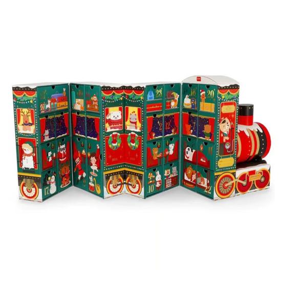 Dream Express Adventskalender 2025 24 Tage Weihnachts-Countdown Zug mit Schubladen Feiertagsdeko für Kinder Erwachsene rot von Joom DACH