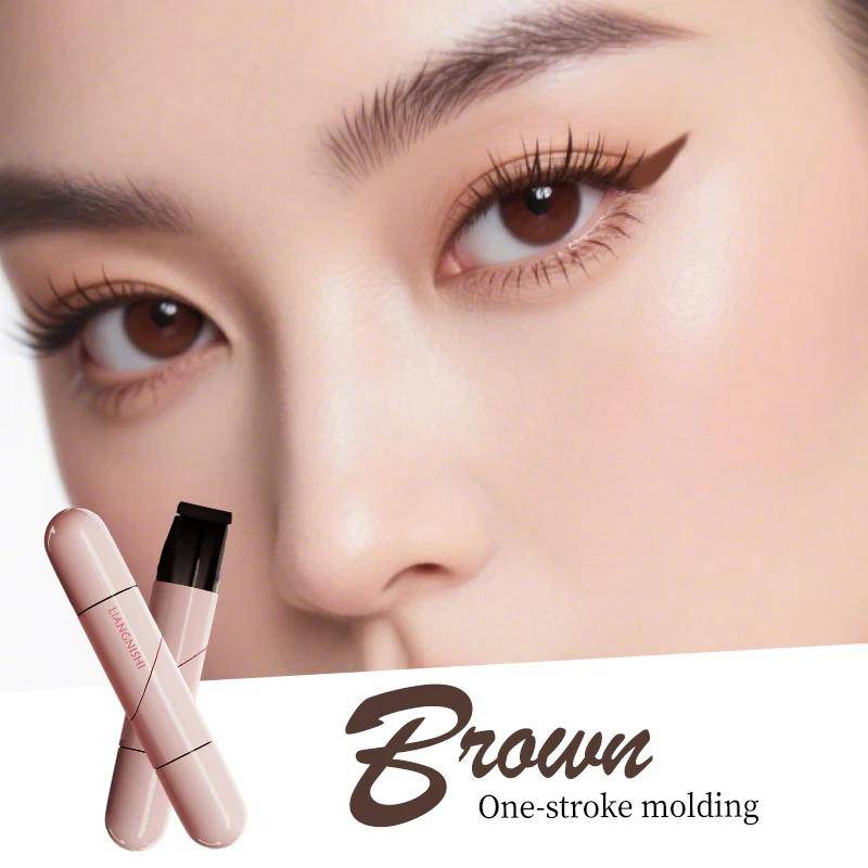 Drehbarer Eyeliner-Stempel Integrierter Schwarzbraun Doppelspitze DIY Eyeliner Wing Schablone Wasserdicht Wischfest Langhaltend Flüssigstift braun von Joom DACH