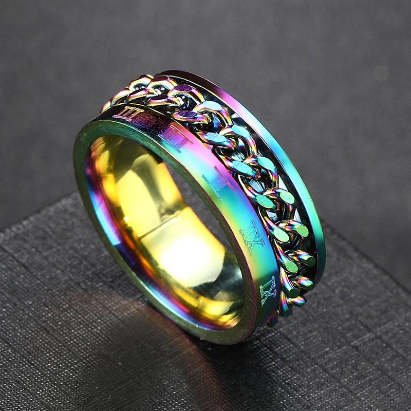 Drehen Rotierende Angst Zappeln Ringe Titan Edelstahl Kette Spinner Finger Ring Für Männer Blau Gold Farbe Schwarz Punk Rock 5 von Joom DACH