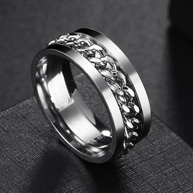 Drehen Rotierende Angst Zappeln Ringe Titan Edelstahl Kette Spinner Finger Ring Für Männer Blau Gold Farbe Schwarz Punk Rock 5 von Joom DACH