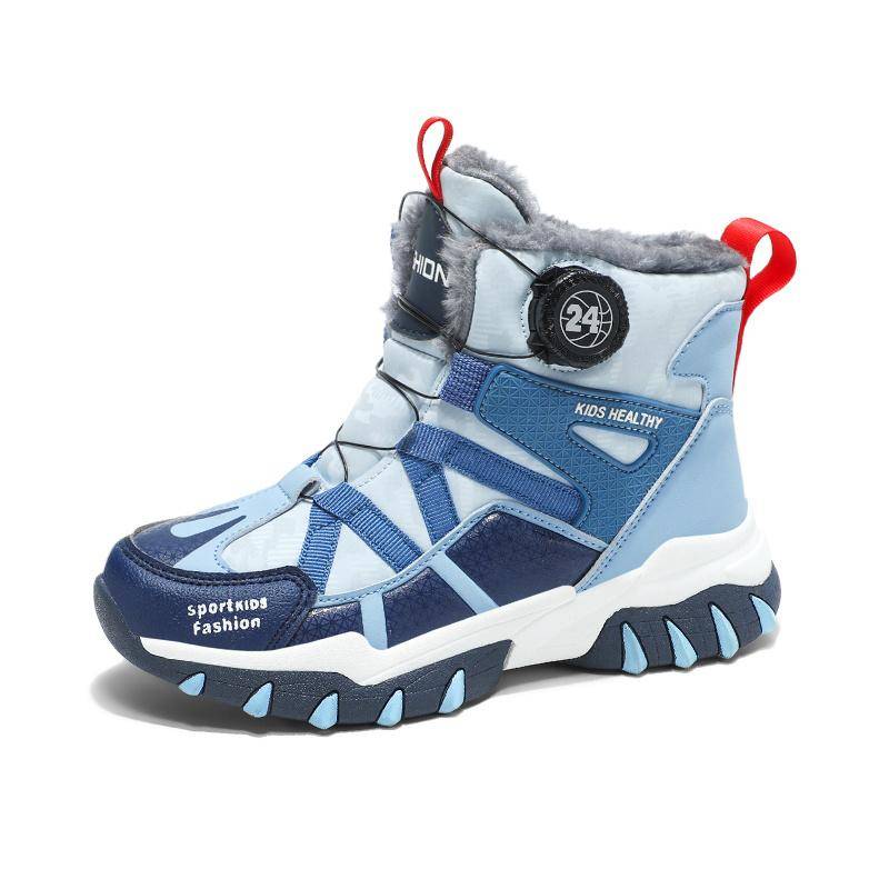 Drehknopf Jugend Baumwollschuhe Plus Samt Kinderschuhe Sportschuhe Laufschuhe High Top Winterschuhe 38 blau/rot von Joom DACH