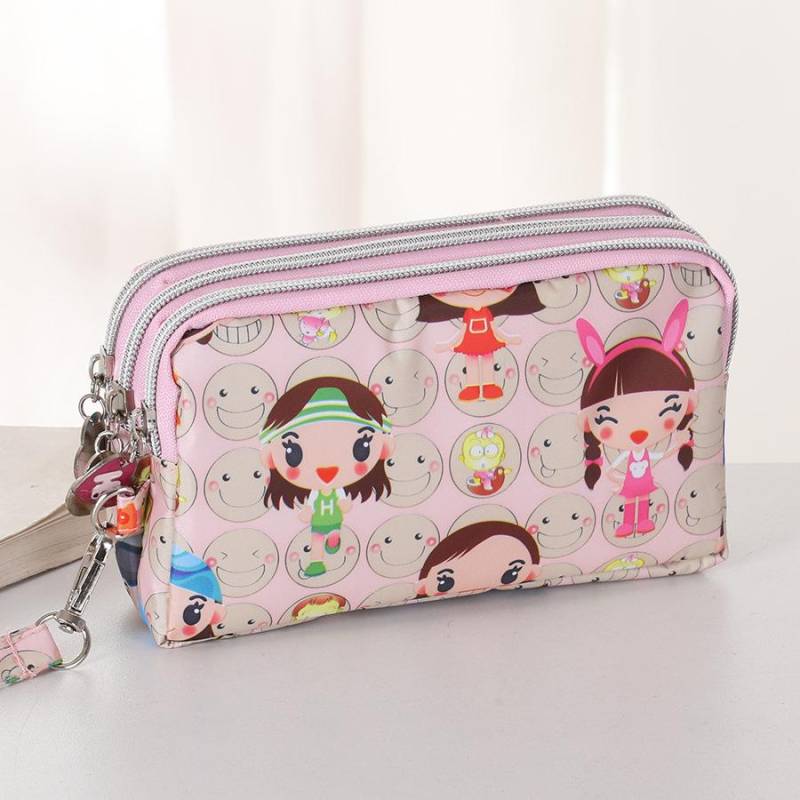 Dreilagige Reißverschluss-Clutch mit Handgelenkschlaufe - Damen Niedliche Waschbare Stoffhandtasche & Handytasche von Joom DACH