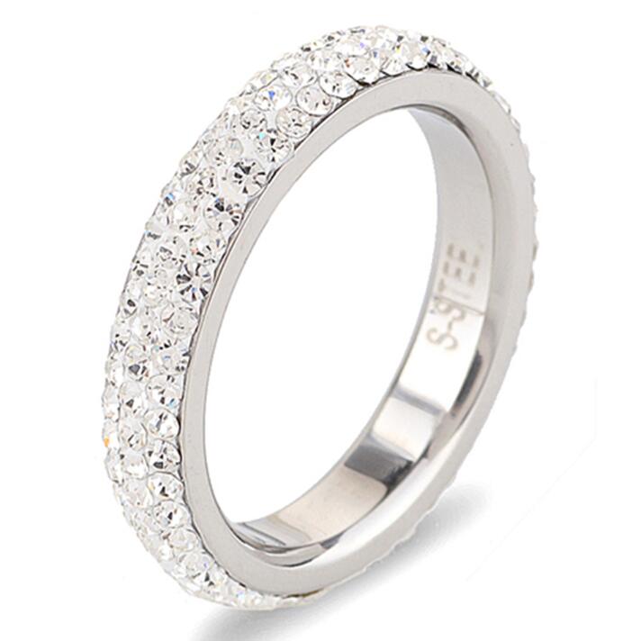 Dreireihige Eheringe aus klarem Kristall in Goldfarbe aus Edelstahl für Frauen, Modeschmuck in voller Größe 7 von Joom DACH