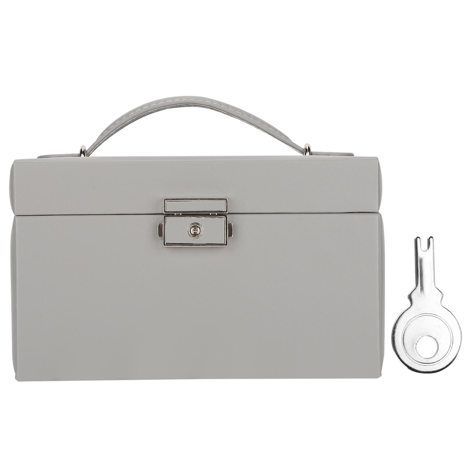 Dreischichtige Schmuckaufbewahrungsbox PU-Leder Halsketten Ringe Ohrringe Halter Organizer Grau graue von Joom DACH