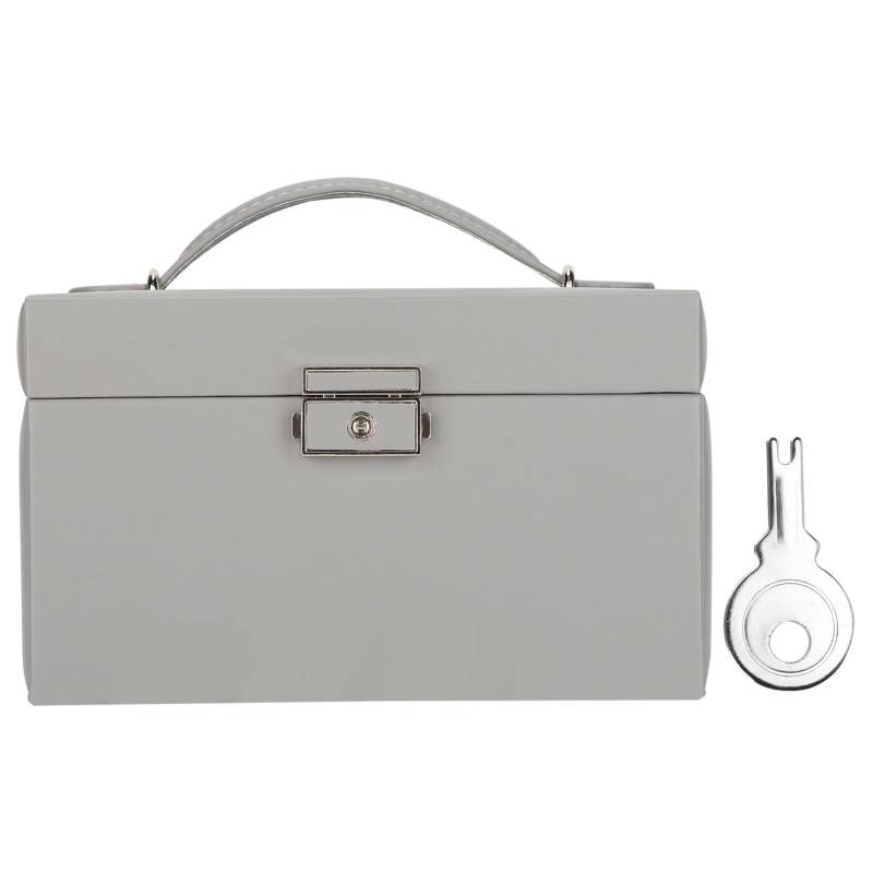 Dreischichtige Schmuckaufbewahrungsbox PU-Leder Halsketten Ringe Ohrringe Halter Organizer Grau graue von Joom DACH