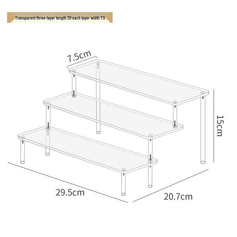 Dreistufiger Handdisplayständer aus Acryl für Pop-Mart-Puppen, Jasmine-Kosmetik, Geldbörsen und Schmuck 3-layer 30cm standard von Joom DACH