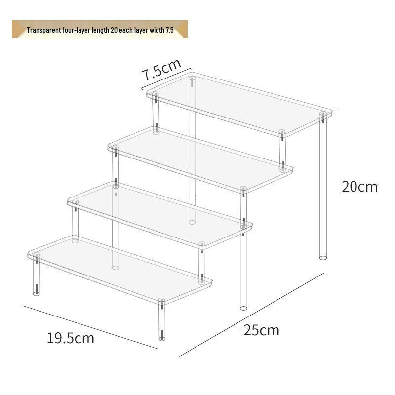Dreistufiger Handdisplayständer aus Acryl für Pop-Mart-Puppen, Jasmine-Kosmetik, Geldbörsen und Schmuck 4-layer 20cm standard von Joom DACH