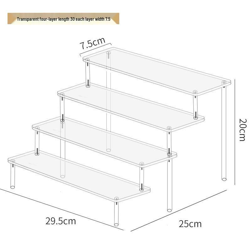 Dreistufiger Handdisplayständer aus Acryl für Pop-Mart-Puppen, Jasmine-Kosmetik, Geldbörsen und Schmuck 4-layer 30cm standard von Joom DACH