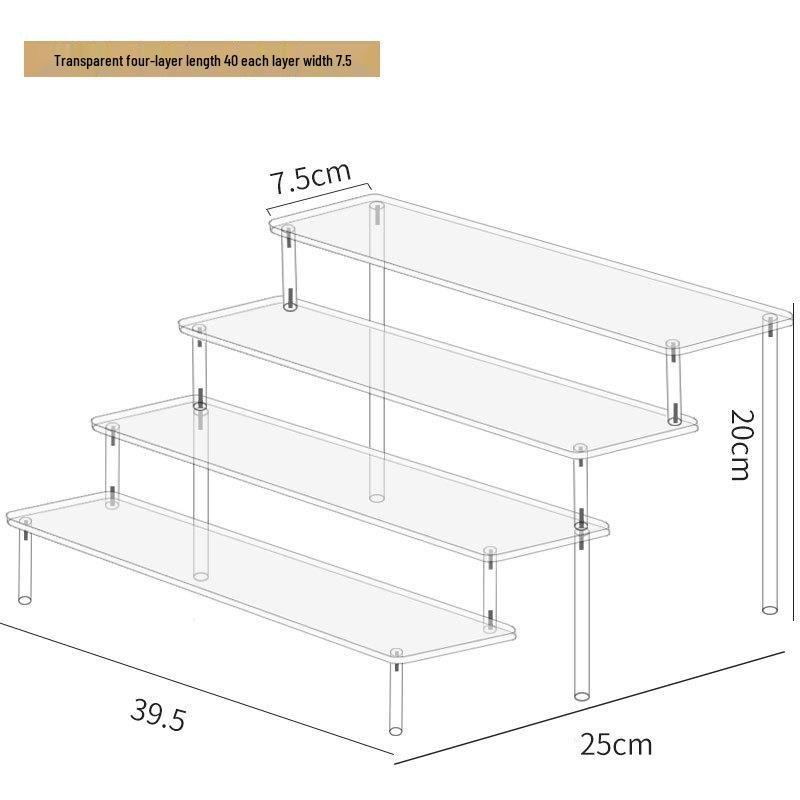 Dreistufiger Handdisplayständer aus Acryl für Pop-Mart-Puppen, Jasmine-Kosmetik, Geldbörsen und Schmuck 4-layer 40cm standard von Joom DACH