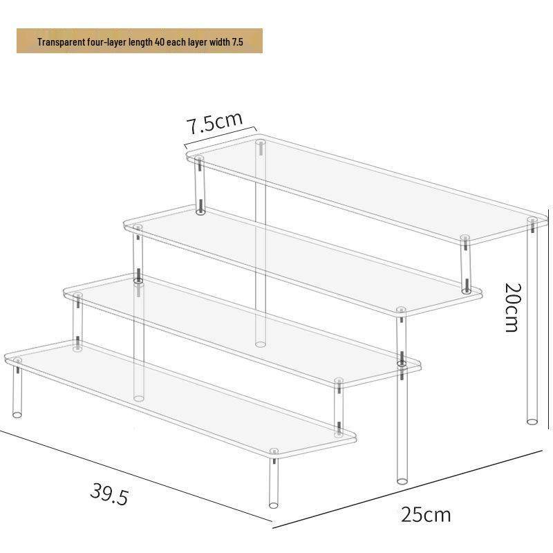 Dreistufiger Handdisplayständer aus Acryl für Pop-Mart-Puppen, Jasmine-Kosmetik, Geldbörsen und Schmuck 4-layer 40cm standard von Joom DACH