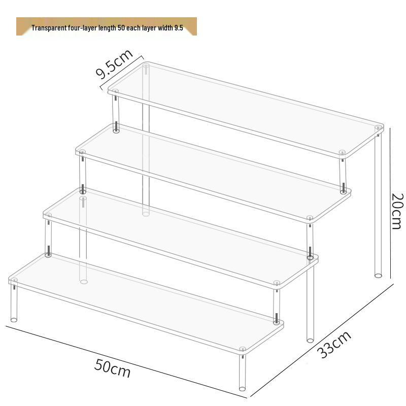 Dreistufiger Handdisplayständer aus Acryl für Pop-Mart-Puppen, Jasmine-Kosmetik, Geldbörsen und Schmuck 4-layer 50cm wide von Joom DACH