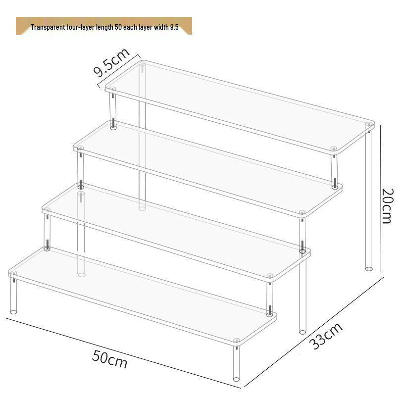 Dreistufiger Handdisplayständer aus Acryl für Pop-Mart-Puppen, Jasmine-Kosmetik, Geldbörsen und Schmuck 4-layer 50cm wide von Joom DACH