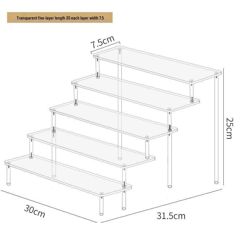 Dreistufiger Handdisplayständer aus Acryl für Pop-Mart-Puppen, Jasmine-Kosmetik, Geldbörsen und Schmuck 5-layer 30cm standard von Joom DACH