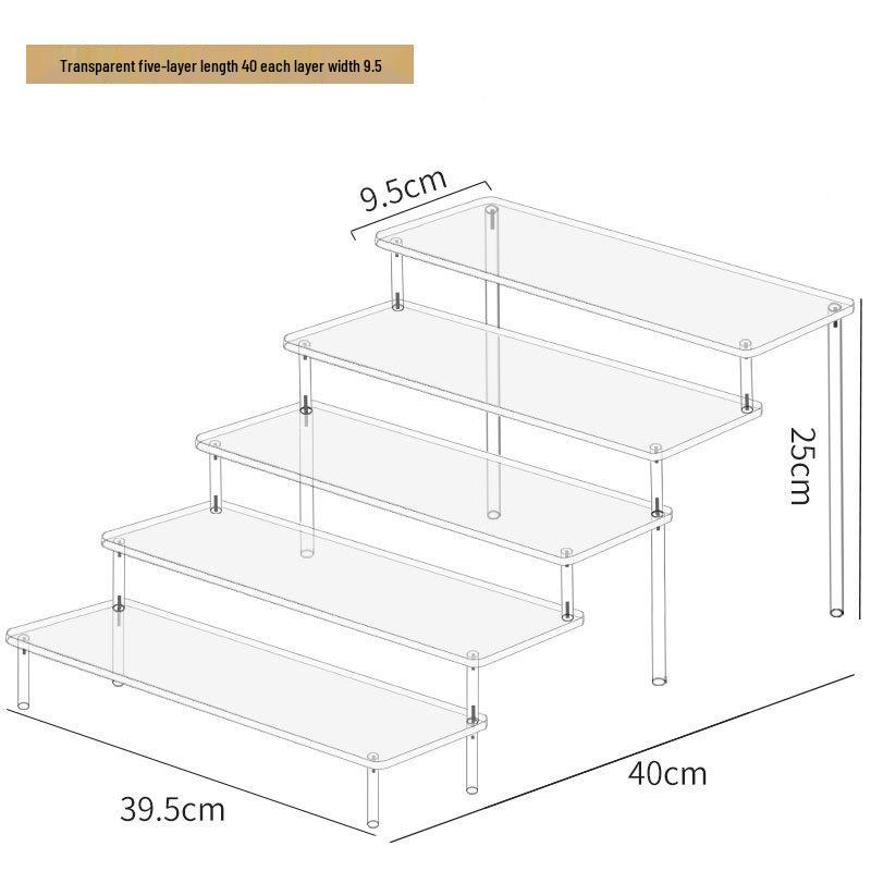 Dreistufiger Handdisplayständer aus Acryl für Pop-Mart-Puppen, Jasmine-Kosmetik, Geldbörsen und Schmuck 5-layer 40cm wide von Joom DACH