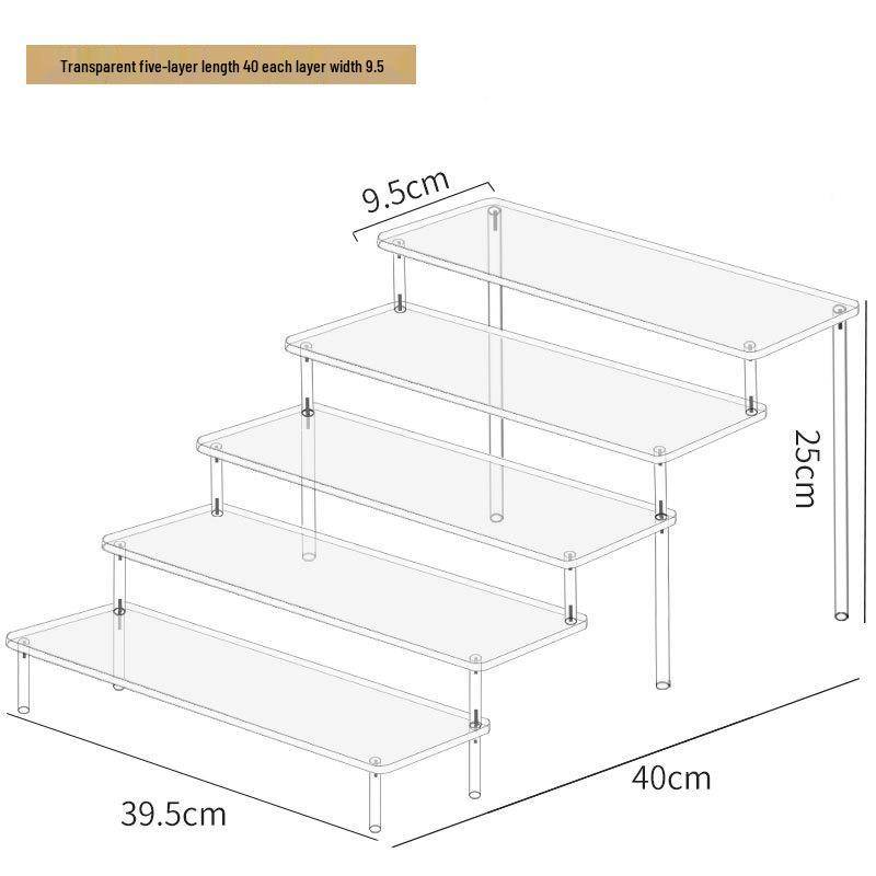 Dreistufiger Handdisplayständer aus Acryl für Pop-Mart-Puppen, Jasmine-Kosmetik, Geldbörsen und Schmuck 5-layer 40cm wide von Joom DACH