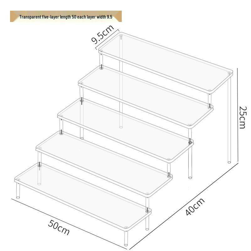 Dreistufiger Handdisplayständer aus Acryl für Pop-Mart-Puppen, Jasmine-Kosmetik, Geldbörsen und Schmuck 5-layer 50cm wide von Joom DACH