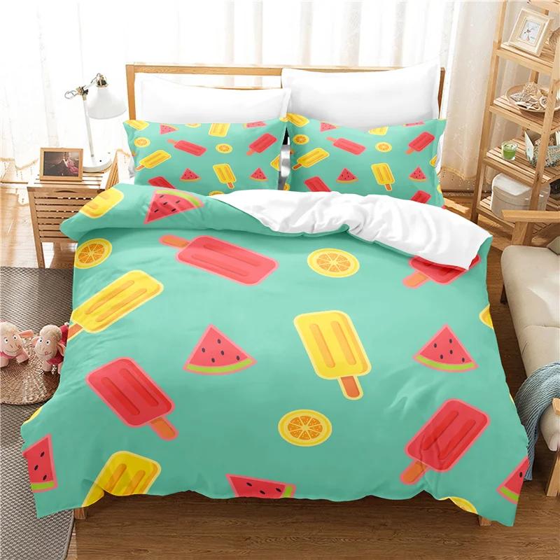 Dropship Bettbezug-Set 3D-Druck Wassermelone Zitrone Heimtextil Bettdecken-Set King Size Bettdeckenbezug+Kissenbezüge -Ohne Bettlaken EU single(135x200cm) von Joom DACH
