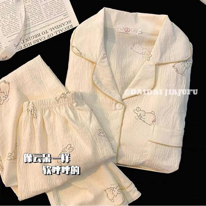 Druck Floral Damen Pyjama Nachtwäsche Set Weich Bequem Langärmeliges Oberteil mit Hose Pyjama 2-teilig Dessous Damen Hausanzug L von Joom DACH