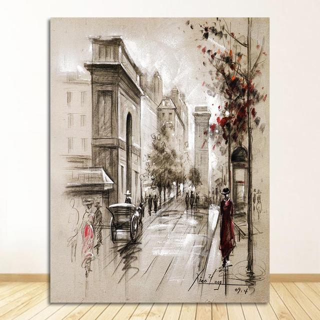 Drucke Poster 3 Stück Abstrakte Stadt Straße Landschaft Bilder Für Wohnzimmer Wand Kunst Rahmen Leinwand Gemälde Wohnkultur HD 60x90cm von Joom DACH