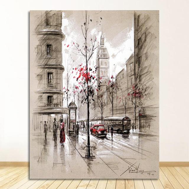 Drucke Poster 3 Stück Abstrakte Stadt Straße Landschaft Bilder Für Wohnzimmer Wand Kunst Rahmen Leinwand Gemälde Wohnkultur HD 60x90cm von Joom DACH