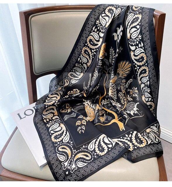 Drucken Platz Silk Schal Frauen Mode Satin Bandana Dame Schal Und Wrap Stirnband Tasche Schals Haar Band Halstuch Weibliche hijab von Joom DACH