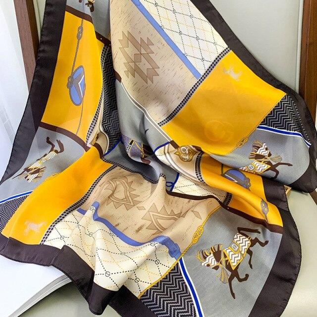 Drucken Platz Silk Schal Frauen Mode Satin Bandana Dame Schal Und Wrap Stirnband Tasche Schals Haar Band Halstuch Weibliche hijab von Joom DACH