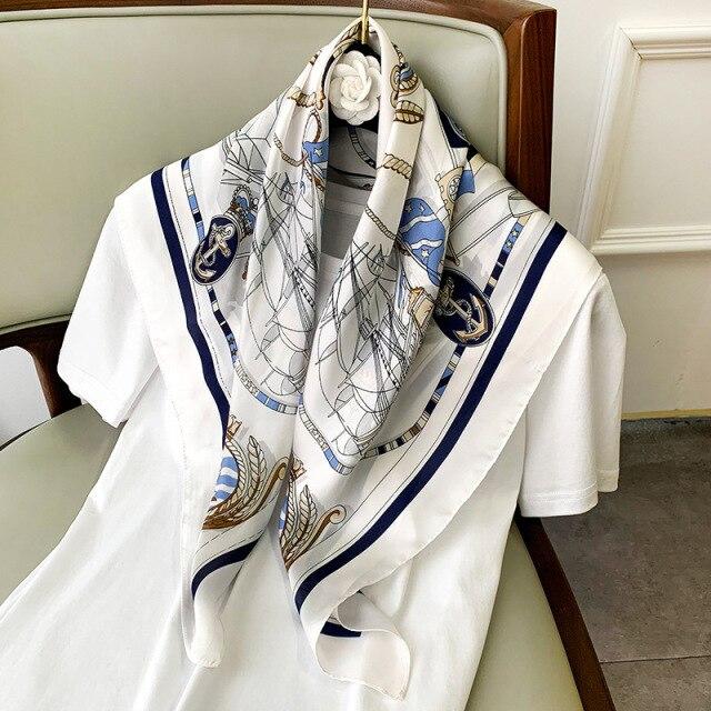 Drucken Platz Silk Schal Frauen Mode Satin Bandana Dame Schal Und Wrap Stirnband Tasche Schals Haar Band Halstuch Weibliche hijab von Joom DACH