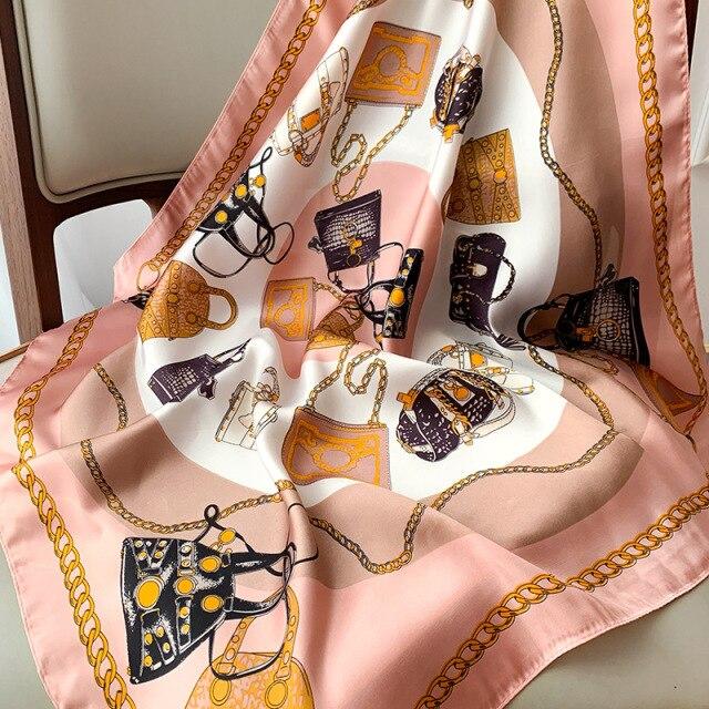 Drucken Platz Silk Schal Frauen Mode Satin Bandana Dame Schal Und Wrap Stirnband Tasche Schals Haar Band Halstuch Weibliche hijab von Joom DACH