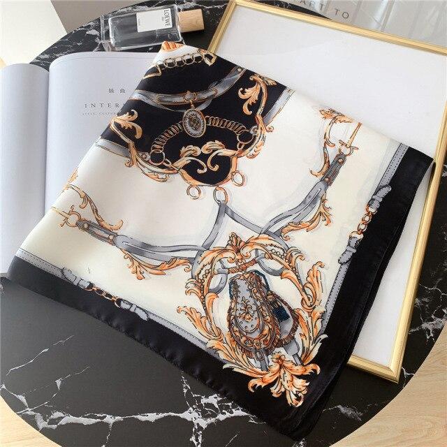 Drucken Platz Silk Schal Frauen Mode Satin Bandana Dame Schal Und Wrap Stirnband Tasche Schals Haar Band Halstuch Weibliche hijab von Joom DACH